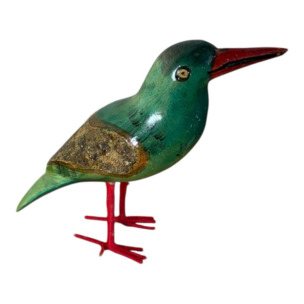 Handcrafted Green and Red‎ Bird Figurine